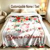 Butterfly Theme Soft Blanket Personalized Custom Name Text Print Warm Blanket Home Sofa Bedroom Decor