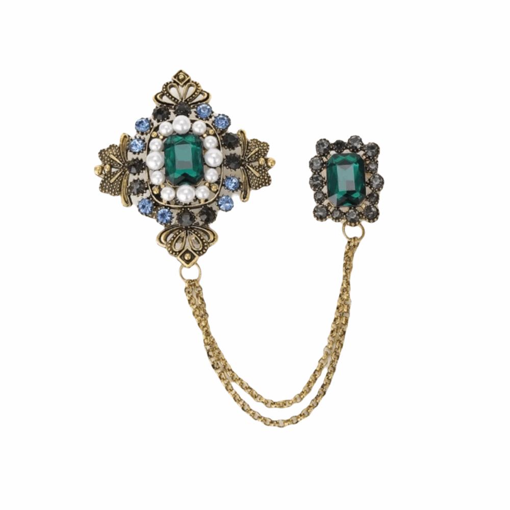 Rhinestone Baroque Brooch Square Suit Coat Pin Retro Studded Pearl Brooches  Clothes Decoration