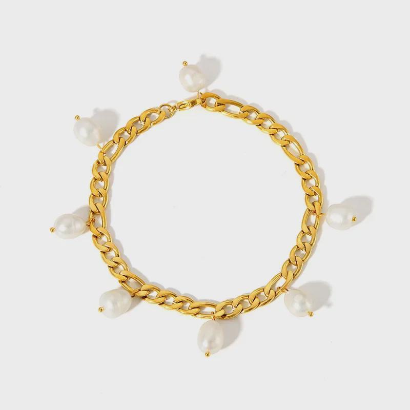 Gold-Plated Stainless Steel Fashion Anklet - Non-Fading Titanium Foot Jewelry