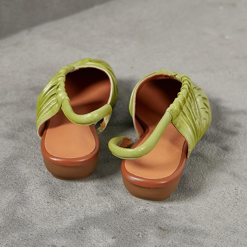 Mode AIYUQI 2025 neuer Stil Zehenbedeckte Damensandalen Plissierte rutschfeste Römersandalen für Damen Übergröße Sommer Strand Damenschuhe