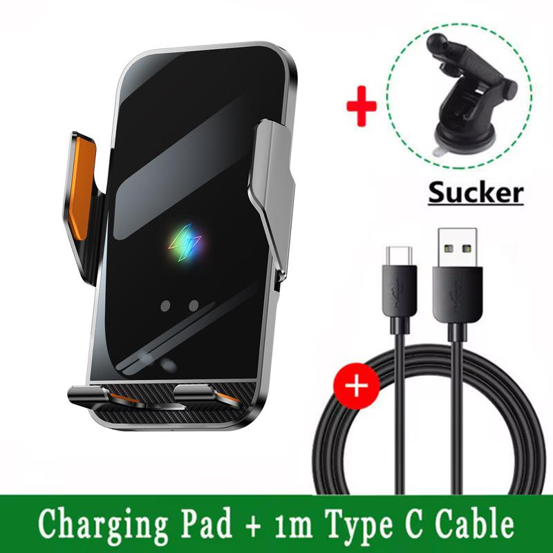 Încărcător wireless auto, suport pentru telefon, suport pentru iPhone 15, 14, 13, Samsung, Xiaomi, încărcare rapidă cu inducție infraroșie, 15W