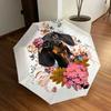 1pc Floral Dachshund with Butterflies Umbrella with Plastic Handle,Suitable for All Seasons Home Travel Outdoor UmbrellaDD1771