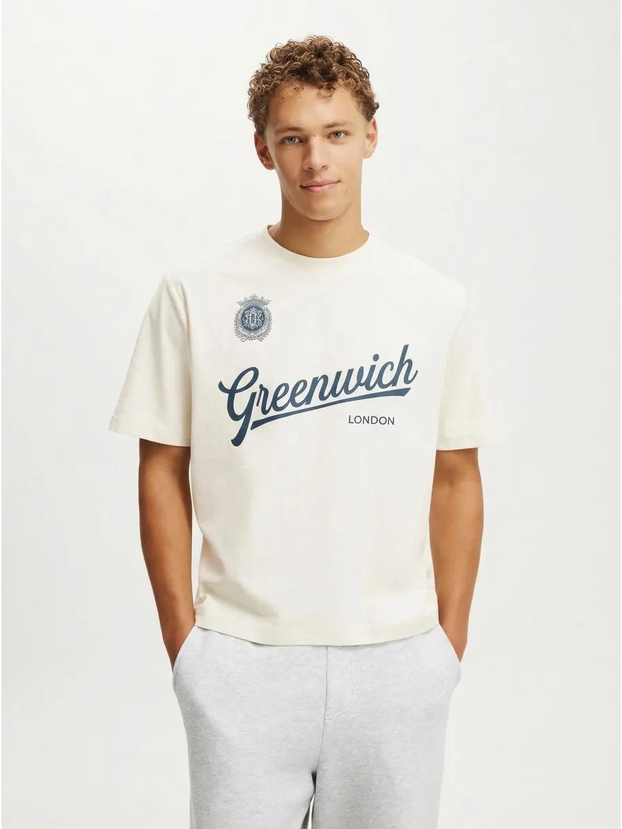 Oversized thick T-shirt with Greenwich print 3XL