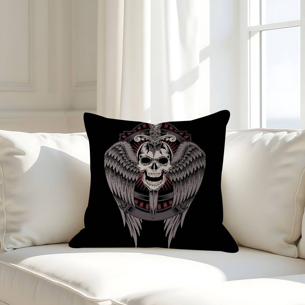 Gott mit uns Schädel 45*45cm Kissenbezug Dekokissenbezug Heimkissenbezug für Couchkissen