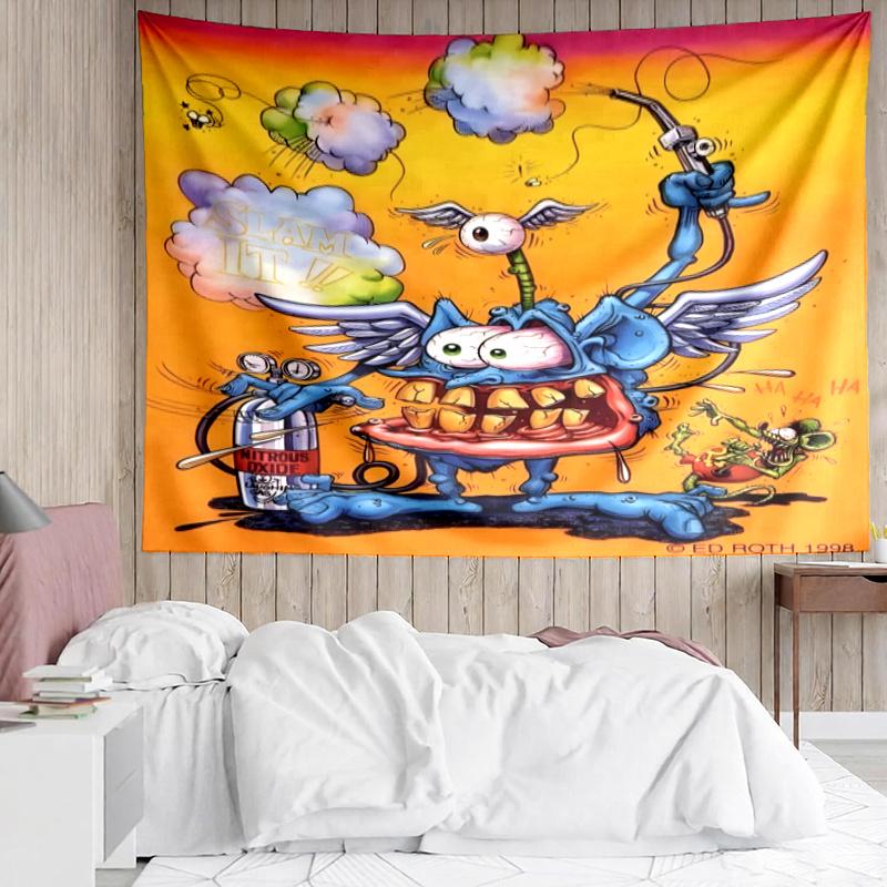 Rat Fink Power Wall Hanging Tapestry Wall Cloth Tapestries Decor Wall Bedroom Decoration