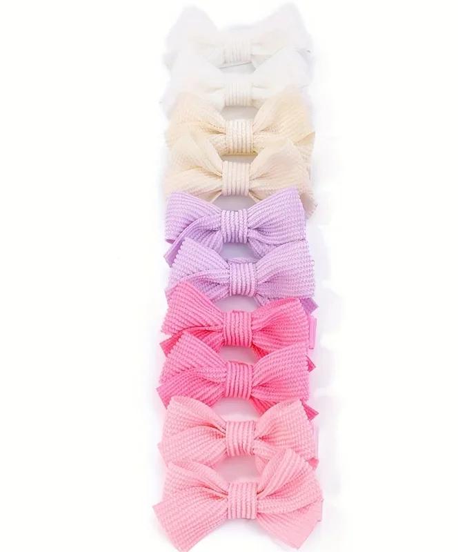 10pcs/set Cute 2'' Solid Ribbon Hair Bows Clip for Women Girls Princess Handmade Mini Bowknot Hairpin Barrette Hair Accessories