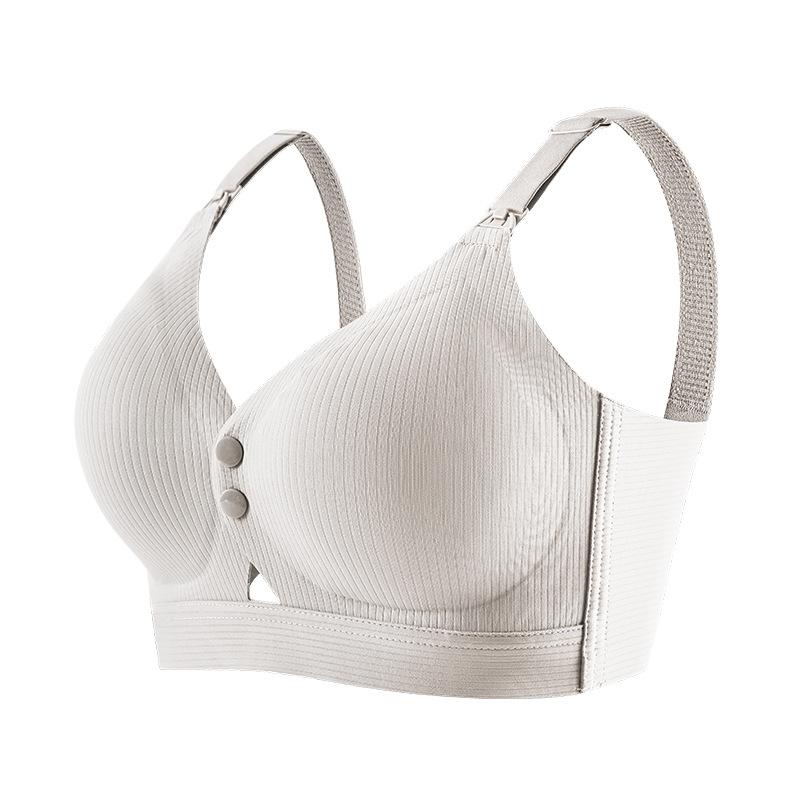 Seamless Maternity Bra with Double Front Clasp High Elasticity Push-up and Nursing Support