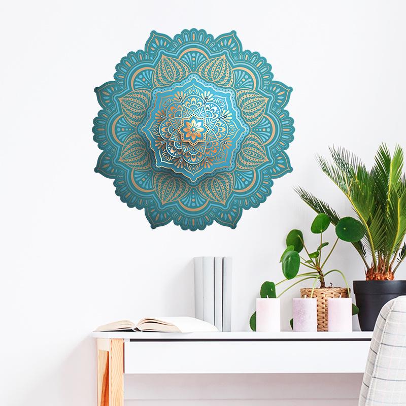 Green Mandala Wall Stickers, Arabic Pattern Festive PVC Decals for Middle East Home Wall Decor, Removable