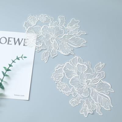 Bead Embroidery Lace Flower Piece Accessories Wedding Dress Headscarf Transparent Flat Piece Clothing Embroidery Piece