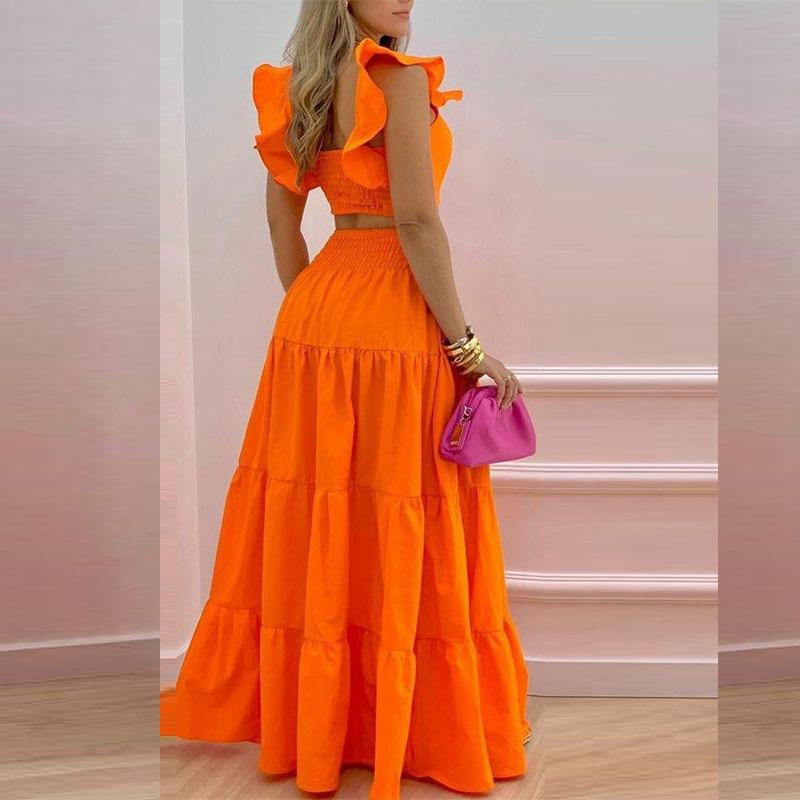 Women's Yellow Sleeveless Maxi Dress V Neck Flowy Summer Long Dress