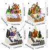 Q1FD Christmas Music Box Snow House Ornament with LED Light Handmade Desk Decoration