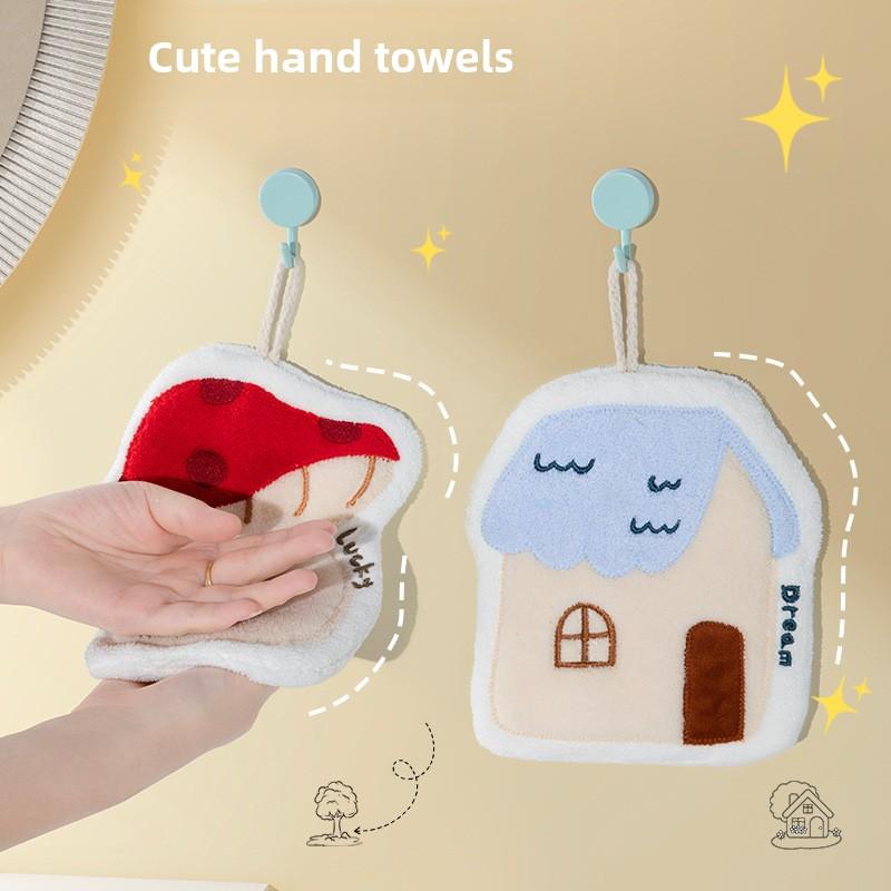 Cute Absorbent Hanging Thickened Bathroom Kitchen Hand Washing Small Towel