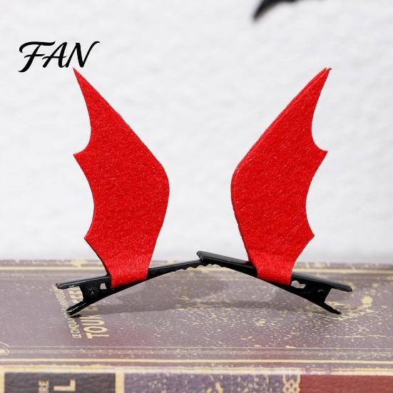 Holiday Themed Hair Ornaments 2Pcs Halloween Red Bat Wings Clips, 3D Wing Hairpin, Lightweight Non Woven Clips Gothic Pins, Cute Accessories for Women
