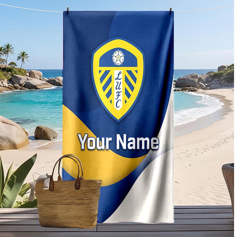Leeds United Personalisiertes Bedrucktes Strandtuch Fußballlogo Unterstützung Benutzerdefinierter Name Text Saugfähiges Handtuch Für Sport Reisen Besonderes Geschenk