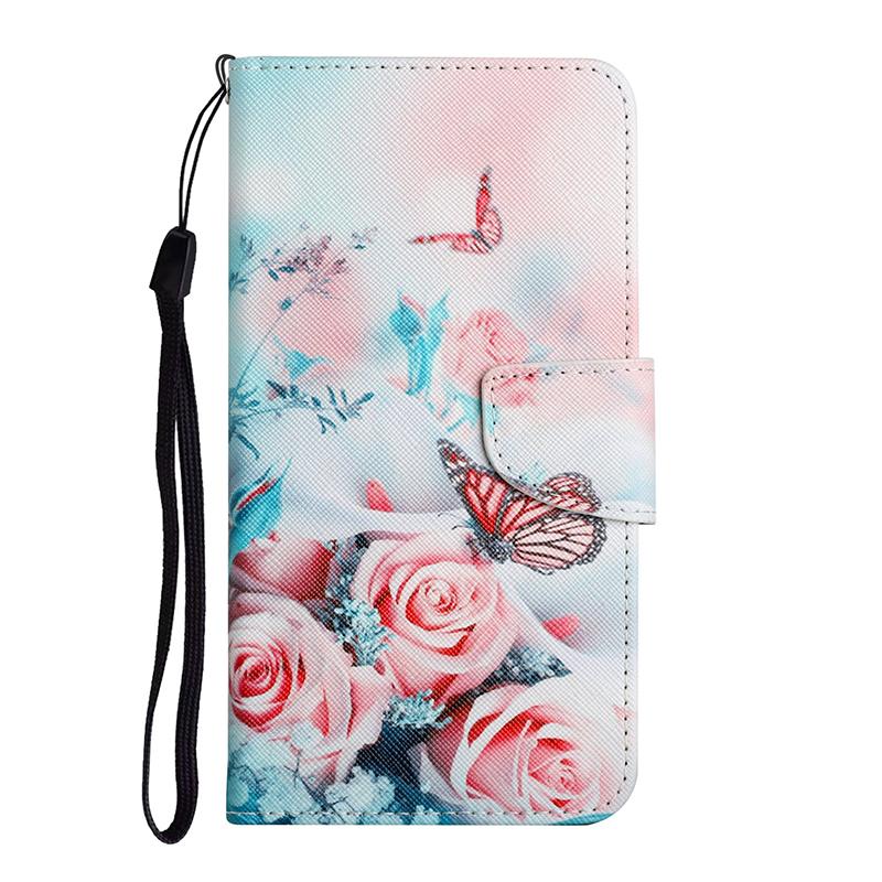 Cute Flower Cat Painted Leather Flip Case For iPhone 6 6S 7 8 X XR XS Max 11 Pro Wallet Card Holder Book Cover Etui