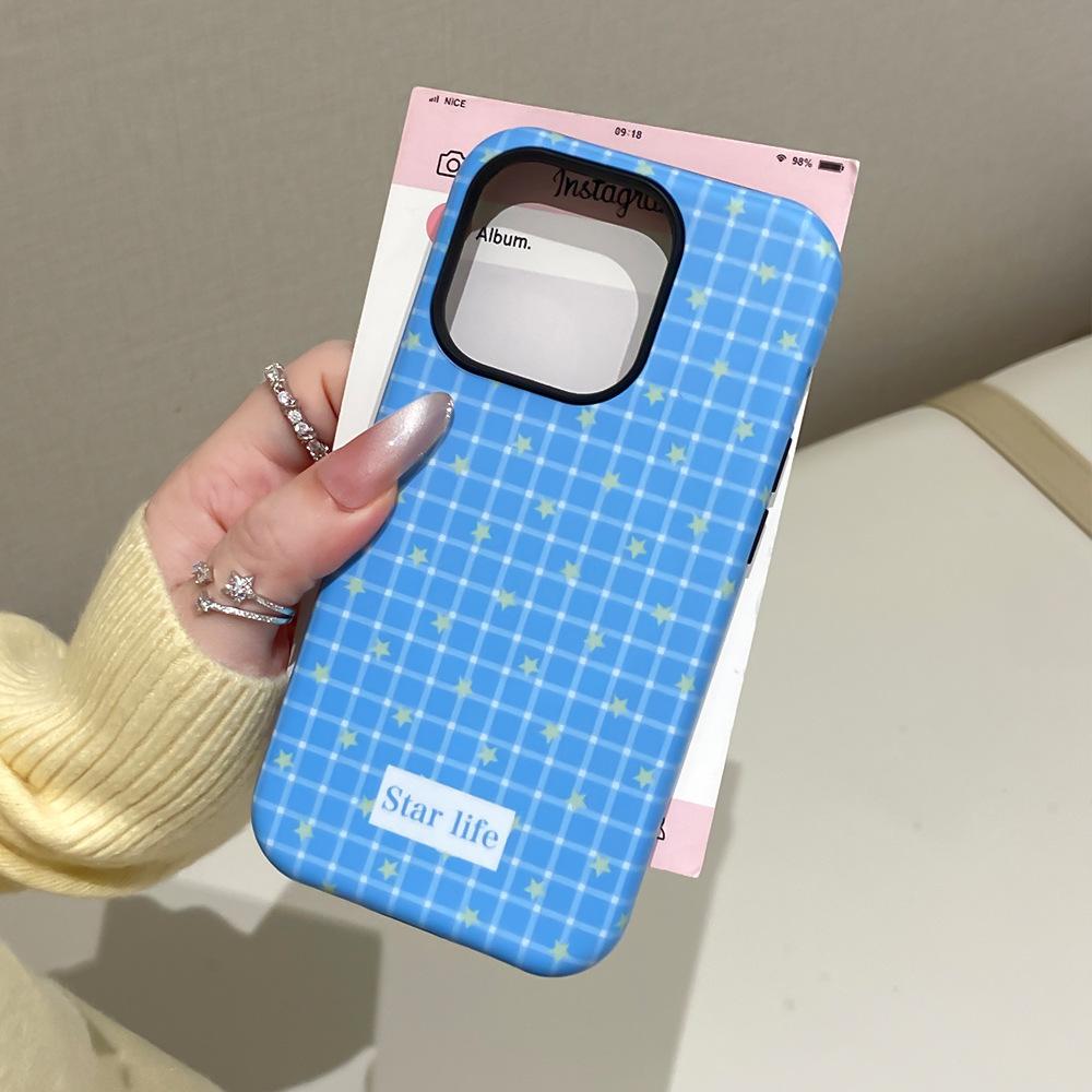 Applicable to Apple 17/16Promax magnetic film mobile phone case iPhone13/14 plaid ins15 2-in-1