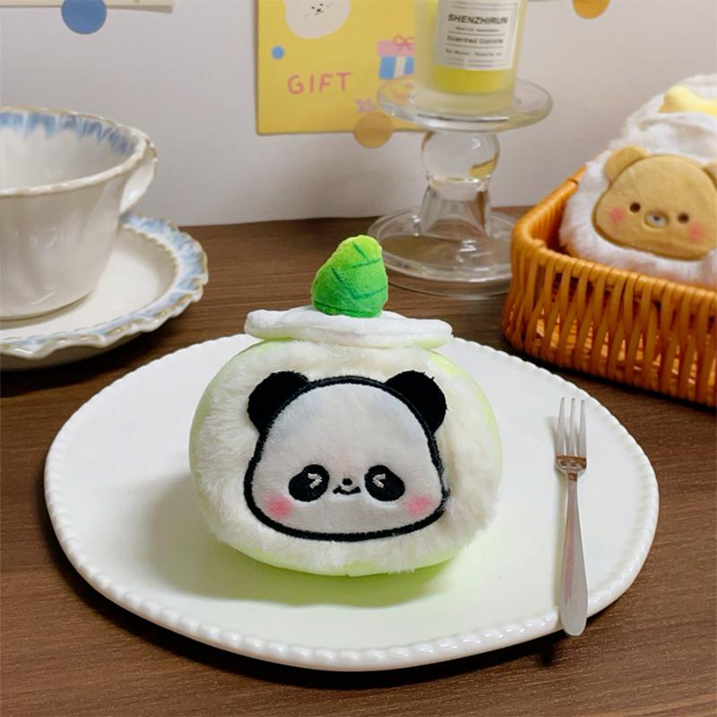 Cute Cartoon Plush Fruit Swiss Roll Keychain Kawaii Bread Dessert Doll Backpack Decoration Pendant Key Ring Accessories Gifts A4