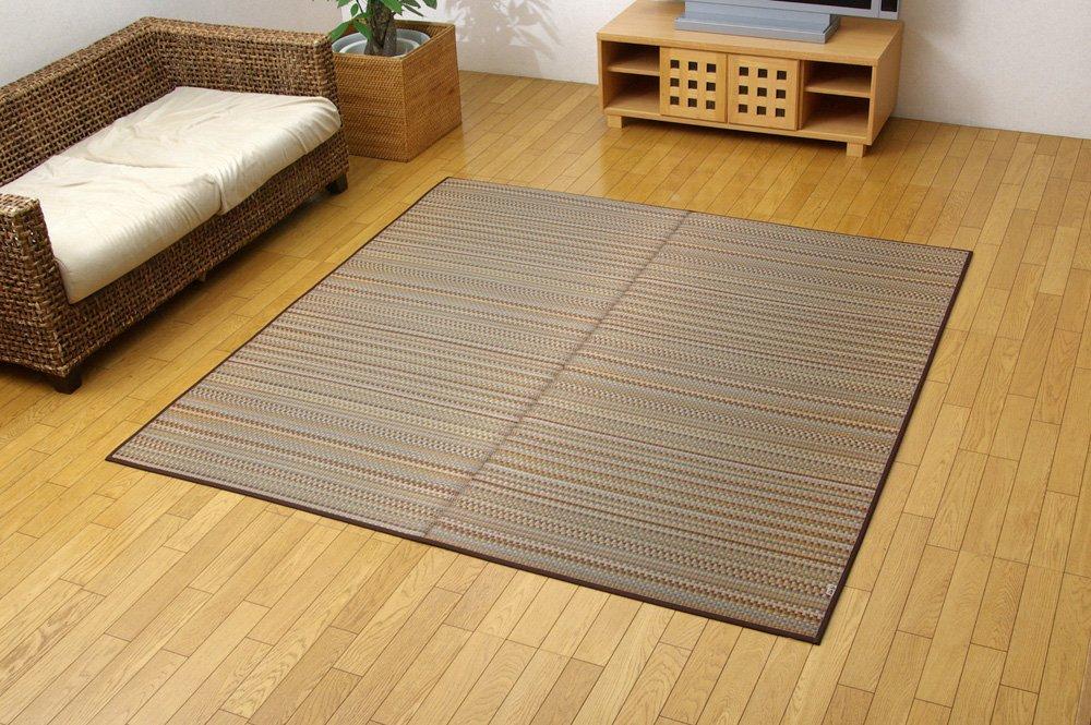 IKEHIKO "F Varias" Japanese-Made Igusa Rug, Brown, Approx. 191 x 191 cm (Urethane Backing)