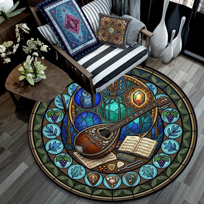Music Nature Harmony Round Area Rug Under Office Chairs Bedroom Living Room Home Decor