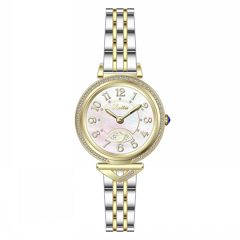 Fashion Steel Belt Wind Diamond Trend Personality Girls Shell Face Ladies Watch Women
