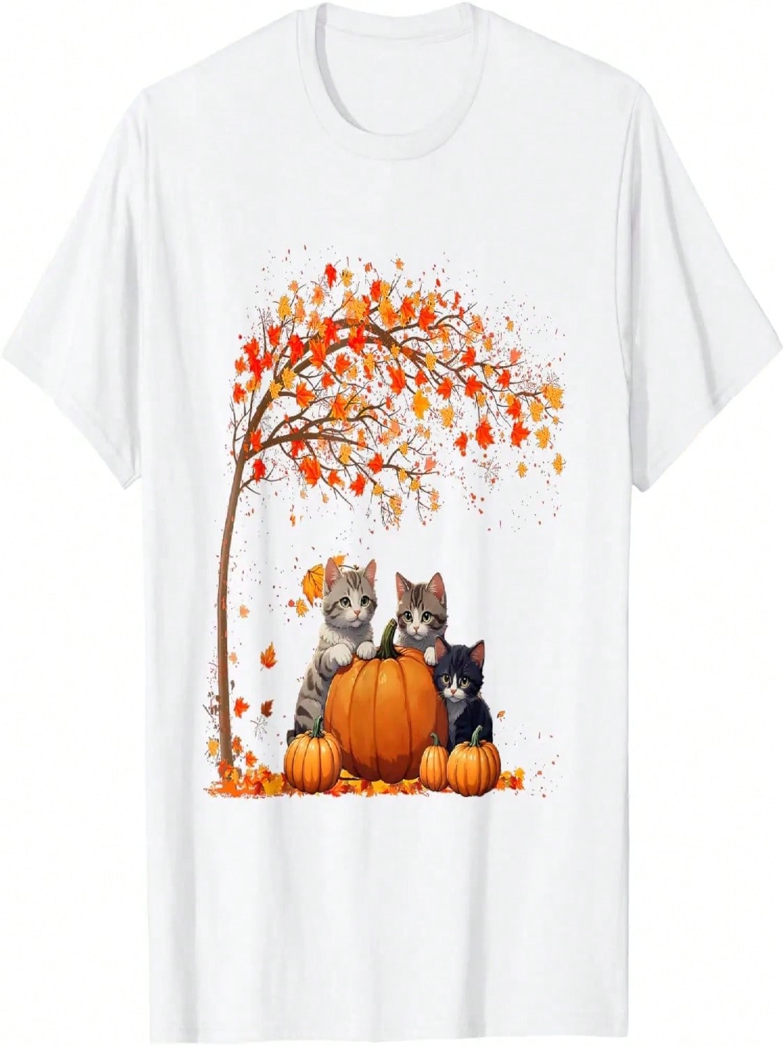 It s Fall Y all Cat Leaf Fall Tree Hello Autumn Thanksgiving T-Shirt S разноцветный