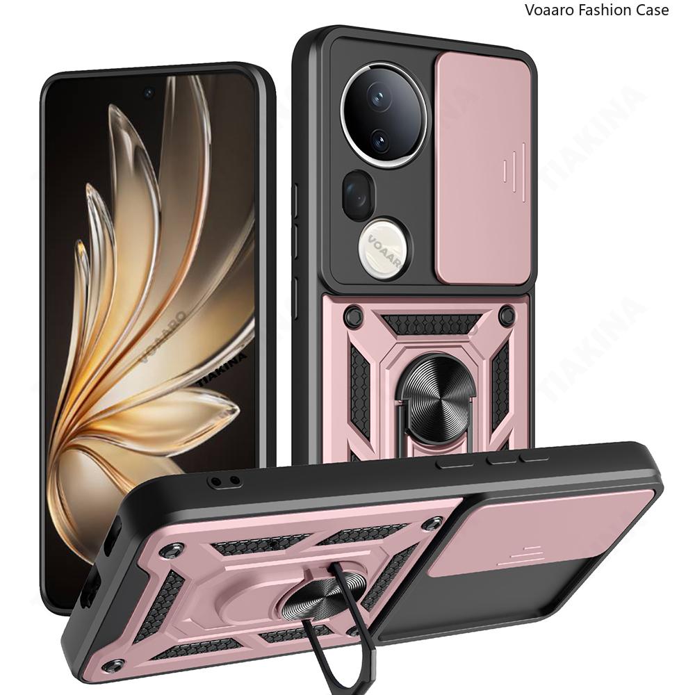 Slide Lens Armor Funda for Vivo T4 Ultra 5G Case for Vivo S20 Pro 5G Case Magnetic Ring Stand Holder Shockproof Phone Cover