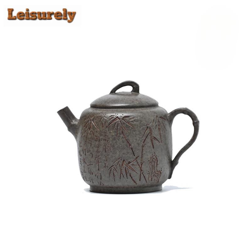 111ml Elegant Yixing Purple Clay Teapots Master Handmade Bamboo Pot Raw Ore Blooming Mud Kettle Zisha Tea Set Drinkware Supplies