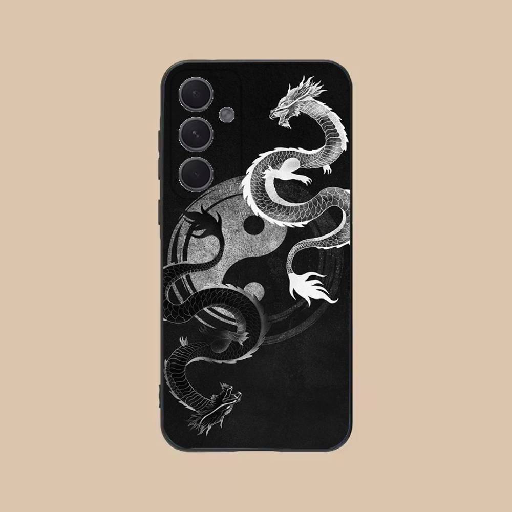 Fashion Chinese Dragon Phone Case For Samsung S25,24,21,22,23,20,S30,Ultra,Plus,Fe,Lite,Note,5G Black Soft