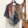 [Variety sunscreen shawl retro printed square scarf women's summer silk cotton silk scarf