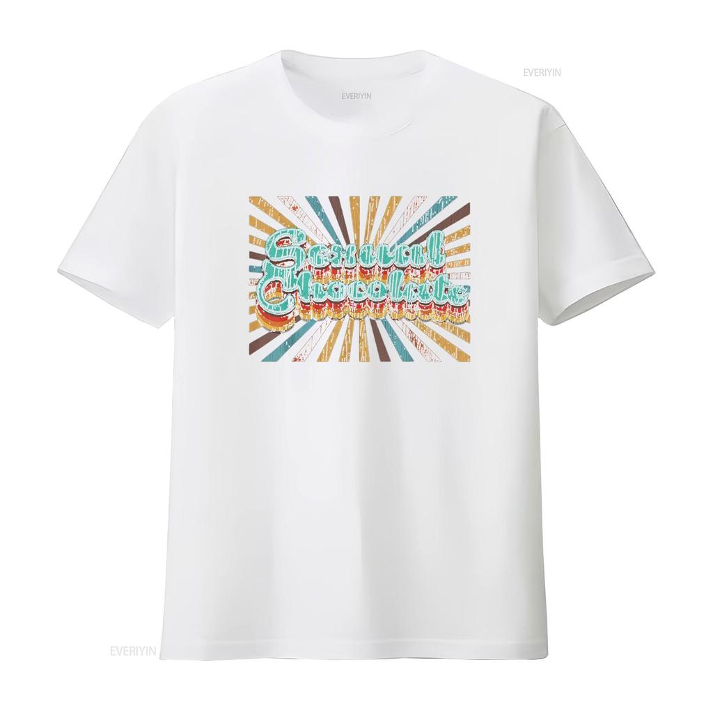 Mens Retro 1970 s 80 Sexual Chocolate Vintage Logo Design T Shirt Black L vintage Washed graphic Versatile homme Soft Slightly