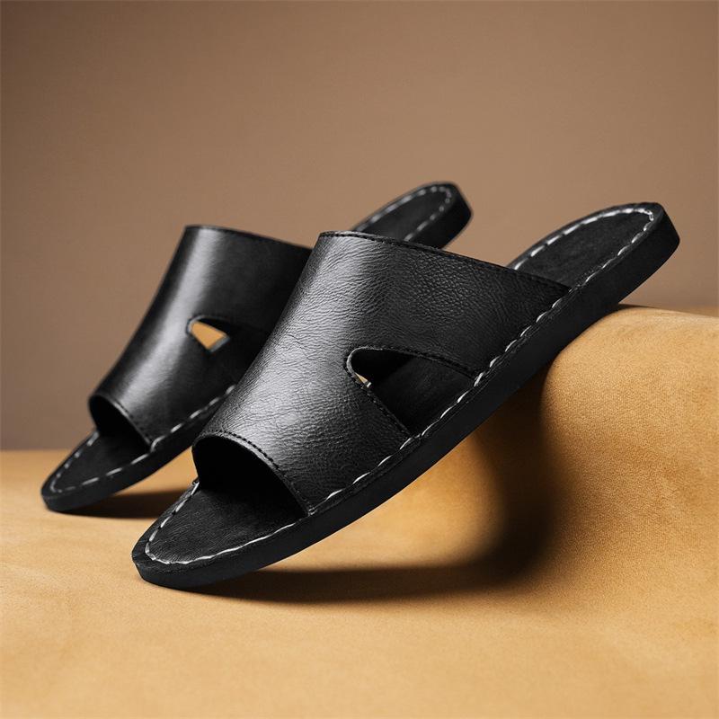 Men's Summer British Style Sandals: Single Strap Non-slip Beach and Outdoor Casual Slippers, Large Size