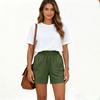 Women High Waist Linen Shorts with Pockets Loose Fit Elastic Waistband Casual Wide Leg Summer Shorts for Daily Wear