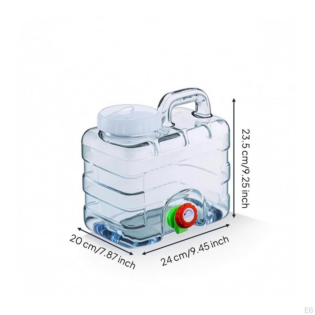 Portable Water Tank with Handle Transparent Bucket Spigot Square for Campers, Journeyers,