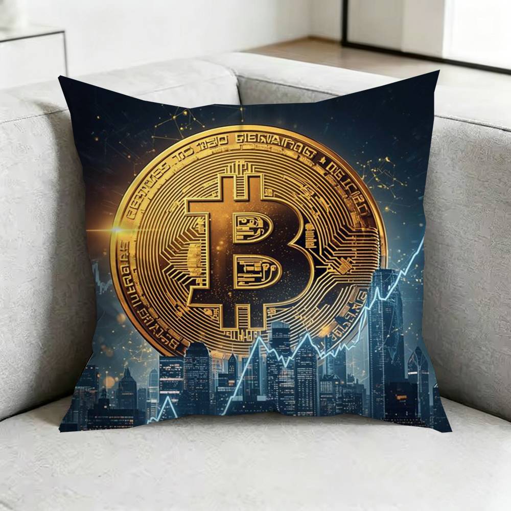BBitcoin Cryptocurrency Btc Pillow Case Square DoubleSided Sofa Cushion Cover Bedroom Bedside Pillow Gift