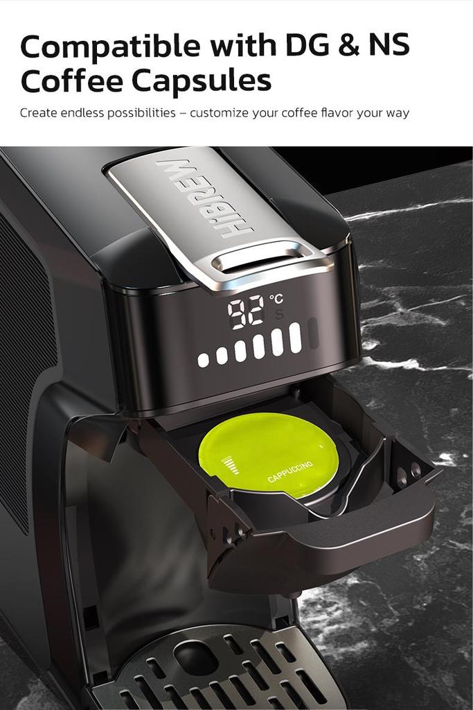 Macchina da Caffè a Capsule HIBREW H1C, Estrazione ad Alta Pressione 20Bar, Caffè Caldo/Freddo, Regolazione Acqua a 7 Livelli, Compatibile con NSDG