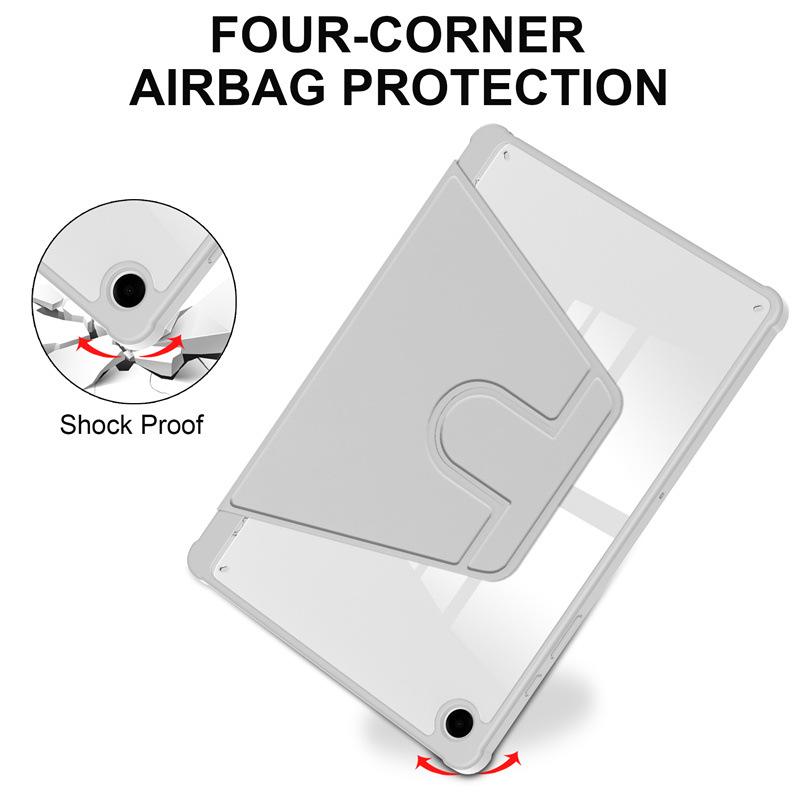 Samsung A9+ Case with Rotating Acrylic Pen Slot, Transparent Ultra-thin Leather Stand