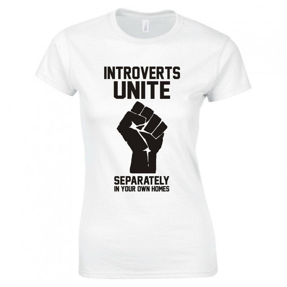 Divertente T-shirt aderente "Gli Introversi si Uniscano"