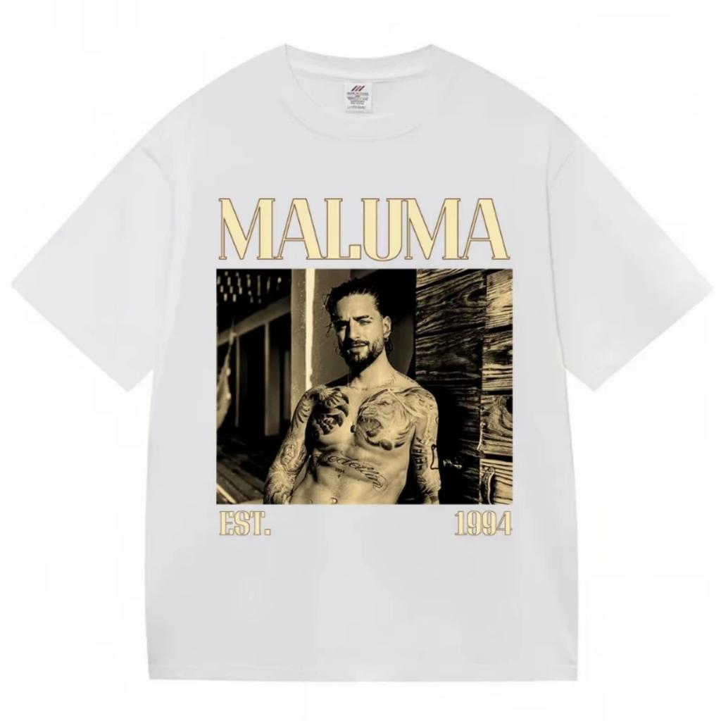 T-shirt Grafiche Rapper MALUMA Uomo Hip Hop Stile Vintage Manica Corta Moda Gotica Cotone Oversize Streetwear Maschile