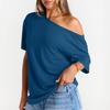 Women's Summer Fashion Strapless T-Shirt Solid Color Short Sleeve Casual Top