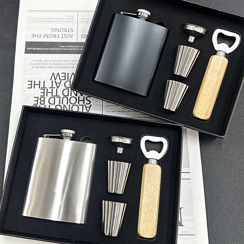 7oz Portable stainless Flagon Hip Flasks set with cups funnel for Whiskey Vodka Wine Pot outdoor Drinking Bottle gift box