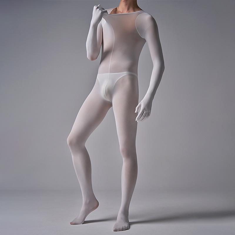 Pánské plus size sametové body s pětiprstými rukavicemi a kalhotami bez zad - Sexy černé punčochy