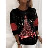 XS-8XL Women's T Shirt Tee Snowflake Sparkly Christmas Tree Christmas Weekend Painting Tee Long Sleeve Print Round Neck Basic