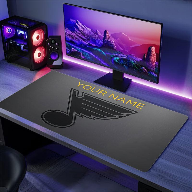 Custom Name,St. Louis Blues Mouse Pad, Large Gaming Desk Mat, Non-slip XXL Mousepad for Laptop & Tablet, Mini PC Playmat with Stitched Edges