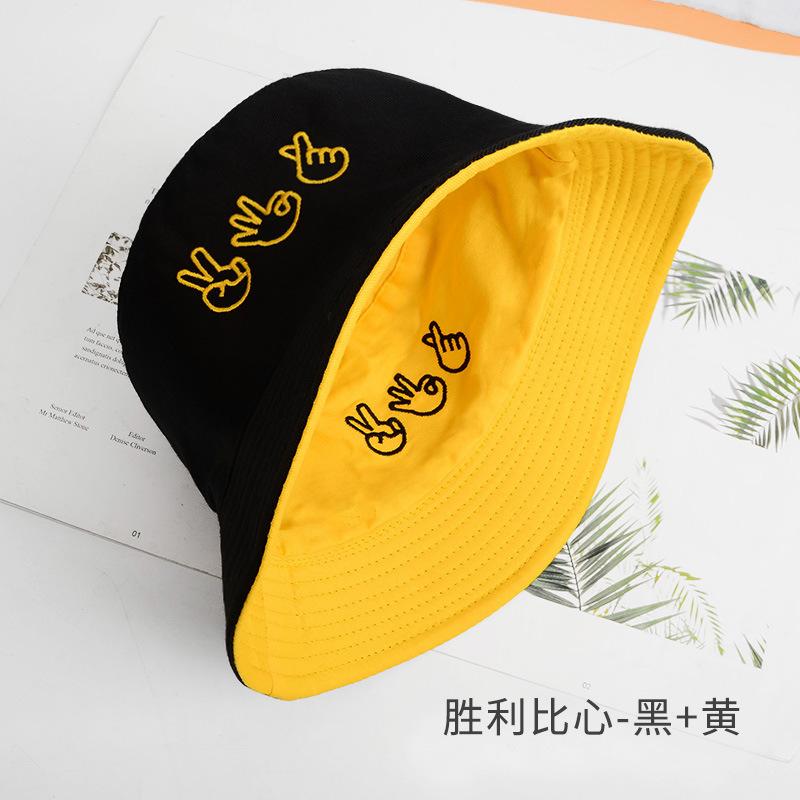 Bucket hat women's summer face small hat fashionable versatile double-sided sun hat