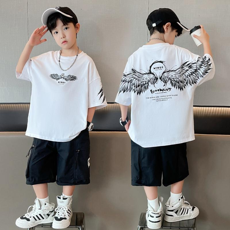 Children's clothing, boys' short sleeved T-shirt, summer clothing, 2026 new item, mid size children's summer half sleeved boys' top