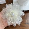 Fabric Lapel Pins Chiffon Feather Mesh Beads Pin Retro Large Flower Brooches