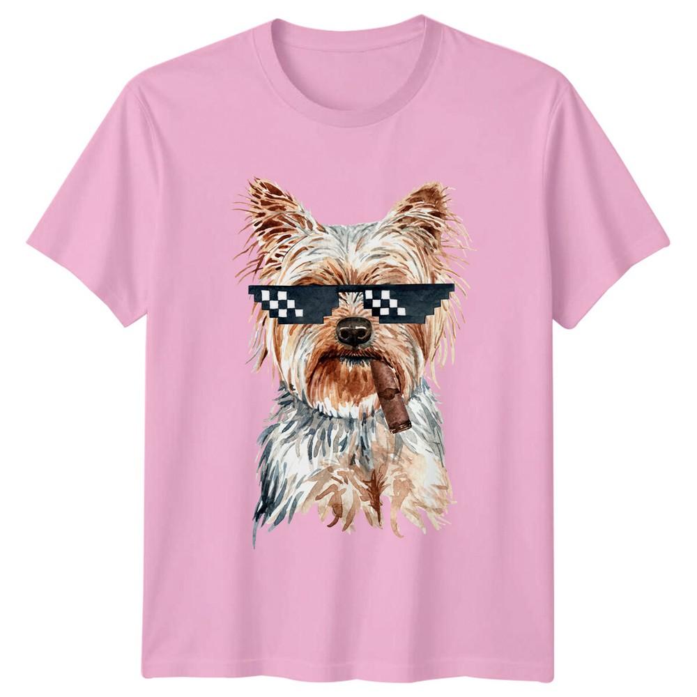 Yorkie Dog Sunglasses Cigar Humor Animals Unisexs TShirt