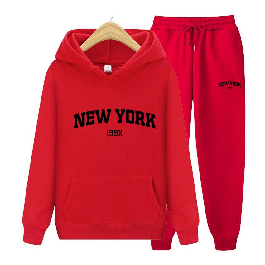 Tracksuit 2 Pieces Set Women Hoodie Set Long Sleeve Sweatshirts for 199X NEW YORK Hooded Pullover Sweatshirt Top