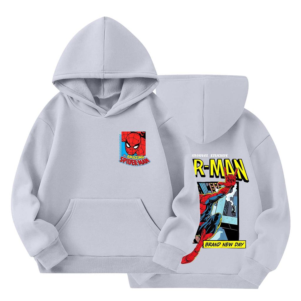 Kids Loose Fit Long Sleeve -Lined Pullover Hoodie with Graphic Print