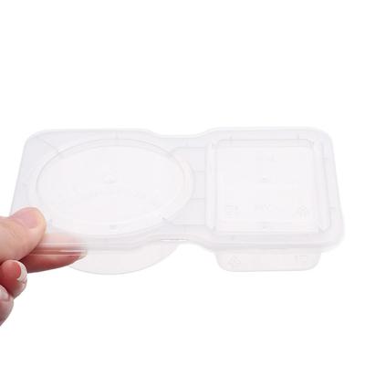 Plastic Double Compartment Condiment Container Transparent 14*8*2.5cm 2 Compartment Snack Containers Snack Container For Dips